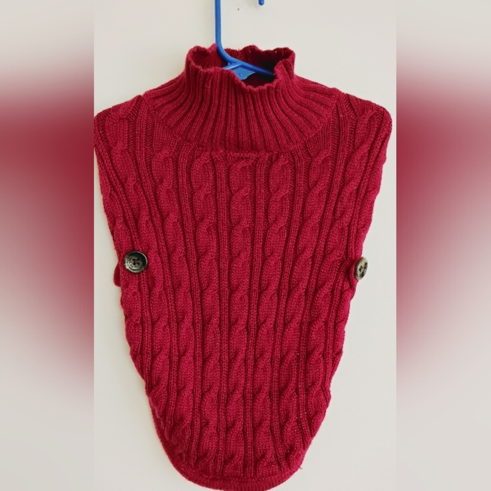 Vintage Banana Republic Cable Knit Dog Puppy 100% Wool Turtleneck Sweater CUTE